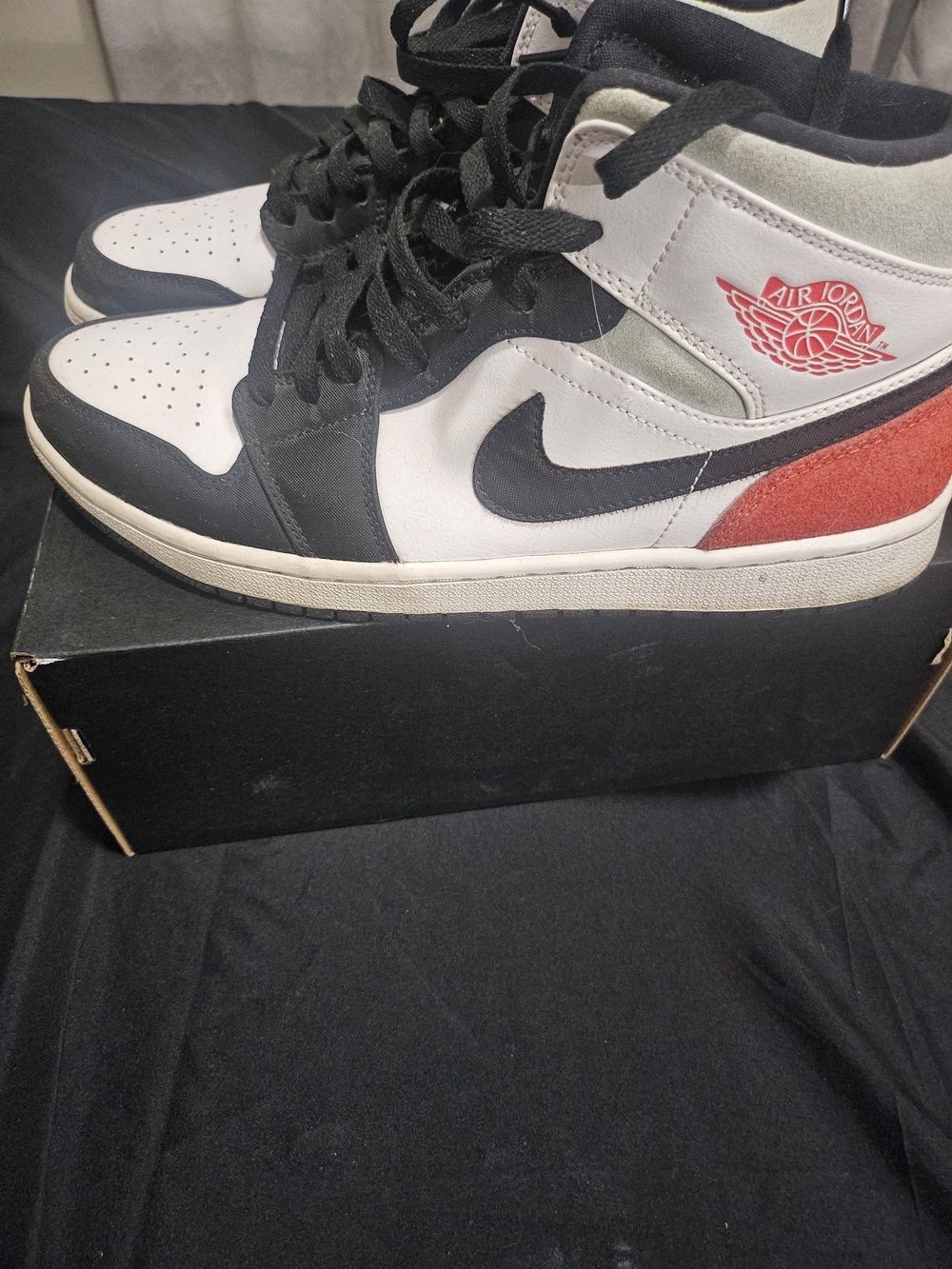 Jordan Men’s Retro High-Top Sneakers in Black, White & Red